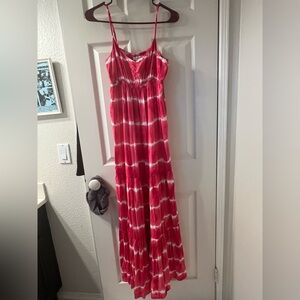 aeropostale women’s hot pink and white tie dye maxi dress